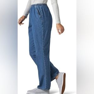 Chic Classic Collection Women's Petite Cotton Pull-on blue pants-